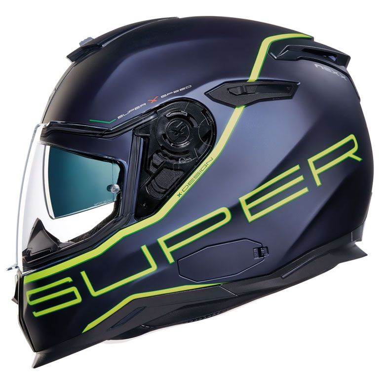 Nexx SX.100 Superspeed Güneş Vizörlü Kapalı Kask (Mat Mavi-Sarı)