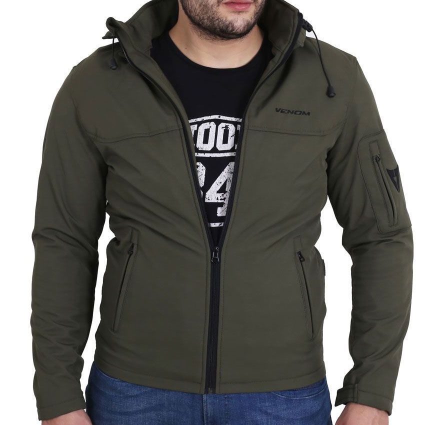Venom Jaws Kapşonlu/Korumalı Softshell Mont (Haki Yeşil)