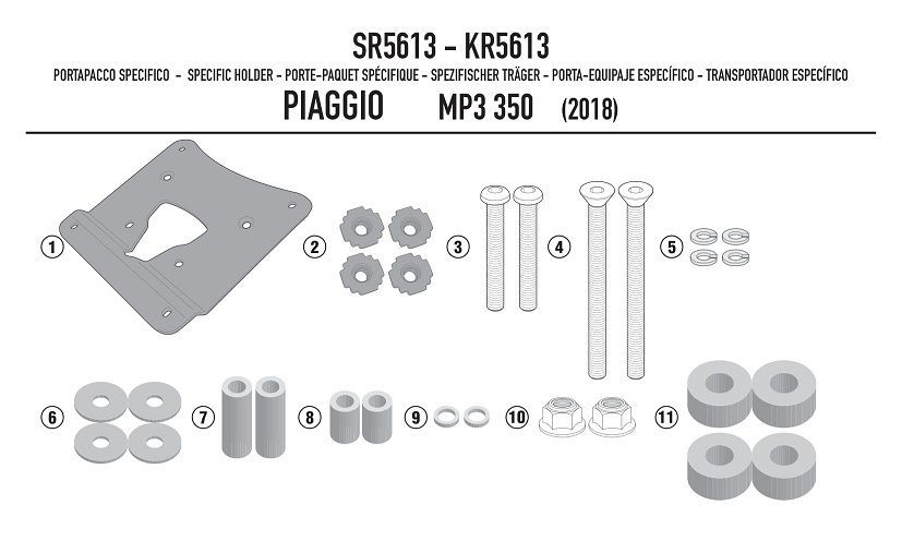 Piaggio MP3 350-400–500 Sport / Business (18 > 21)  Arka Çanta Taşıma Demiri (Givi  SR5613 )