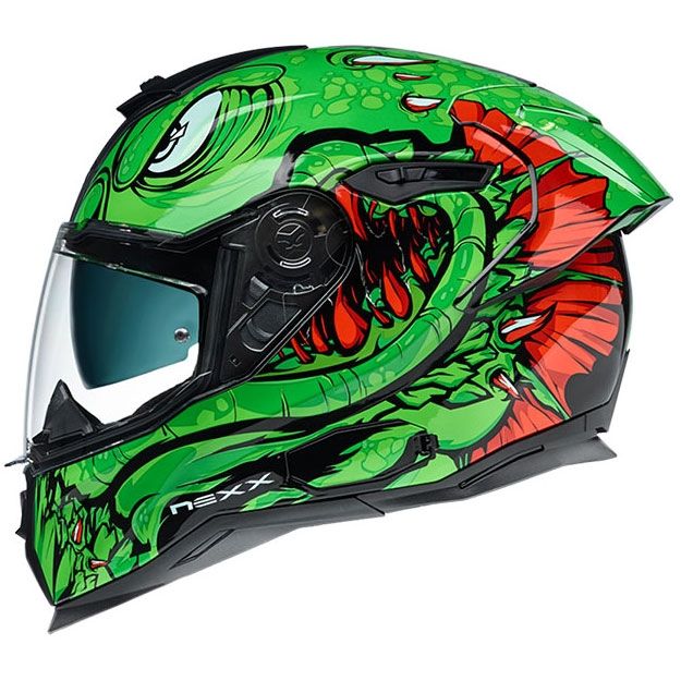 Nexx SX.100R Abisal Kapalı Kask (Yeşil-Kırmızı)