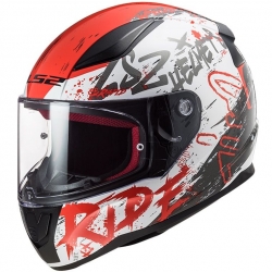 LS2 Rapid Naughty Kapalı Kask (Mat Beyaz-Kırmızı)