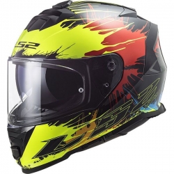 LS2 Storm Drop Kapalı Kask (Siyah-Sarı-Kırmızı)