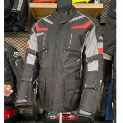 Prosev 7195 Kışlık Uzun Bayan Motosiklet Montu (Siyah-Gri-Kırmızı)