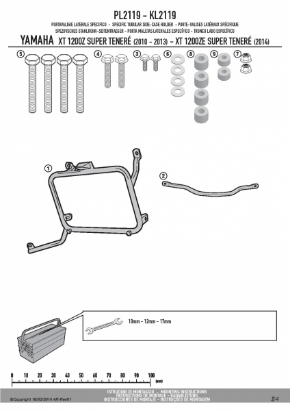 Yamaha XT 1200ZE / Z Super Tenerè (10>18) Yan Çanta Demiri (Givi PL2119)