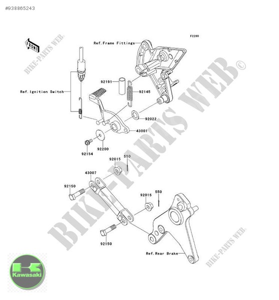 10-14 z 1000 fren pedalı z 1000 sx fren pedalı sıfır orıjınal  43001-0121