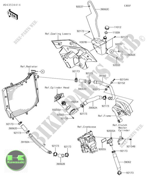 kawasaki ninja h2 su deposu kawasaki h2 yedek su deposu sıfır  43078-0574