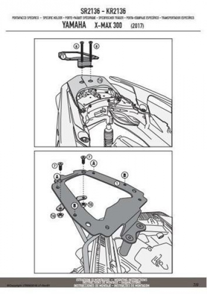Yamaha X-MAX 125 (18>19) / X-Max 300 (17>19) Arka Çanta Taşıyıcısı (Kappa KR2136)Kappa 