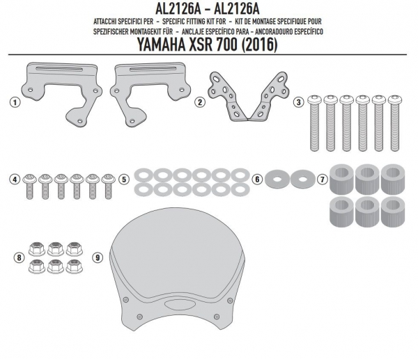 Yamaha XSR700 (16-18) Ön Cam Bağlantısı (Givi AL2126A)