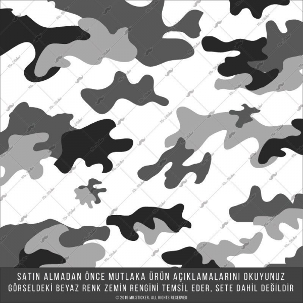 MR. Sticker CMO401S Kask Kaplamaya Uygun 34 Parça Küçük Boy Kamuflaj Seti