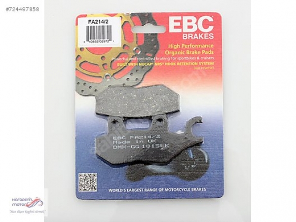 Triumph Thruxton 900 arka fren balatası EBC FA214/2 organik bala